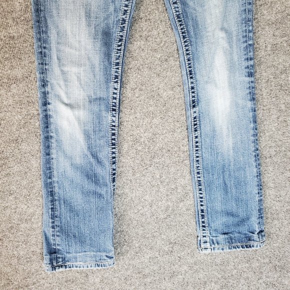 Miss Me JE5321TL Buckle Straight Leg 28 (28x28, 7" Rise) Fleur De Lis Jeans A16 - Picture 3 of 11